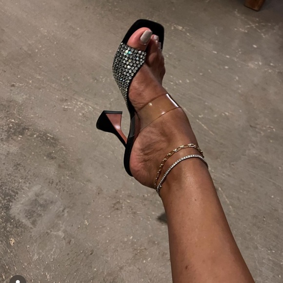 AMINA MUADDI Paloma Crystal Slipper Black Satin - Picture 14 of 16